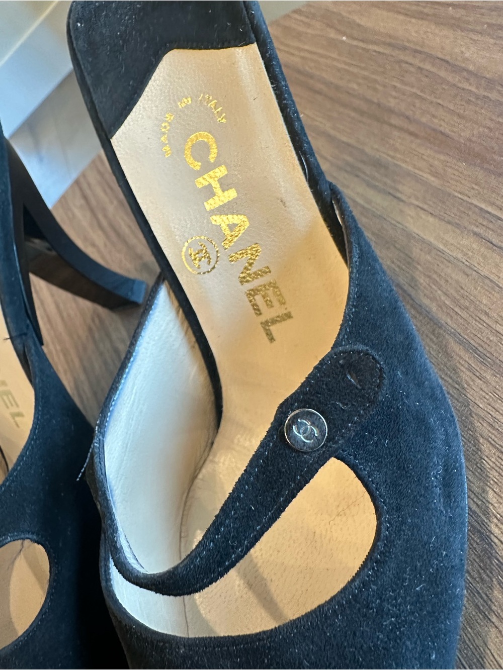 Chanel Black Suede Mary-Jane Pointed-Toe Mules - Picture 5 of 9